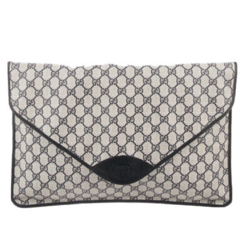 VINTAGE GUCCI COATED MONOGRAM CANVAS ENVELOPE CLUTCH | LAPTOP BAG